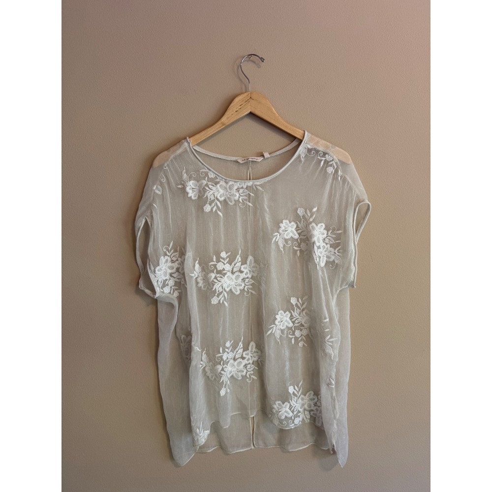 Ethereal Ivory Sheer Floral Embroidered‎ Blouse